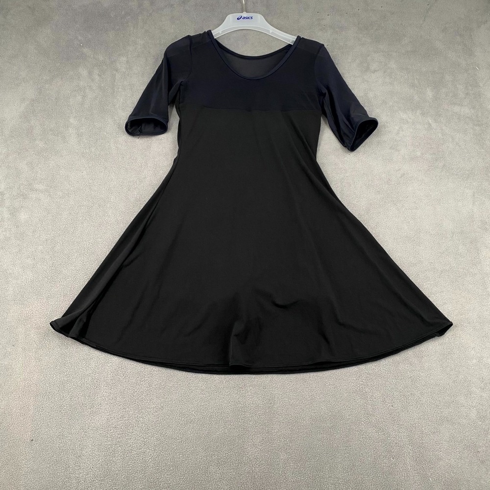 Balera Dance One Piece Romper Dress Womens Small Black Stretch Mesh Scoop Neck